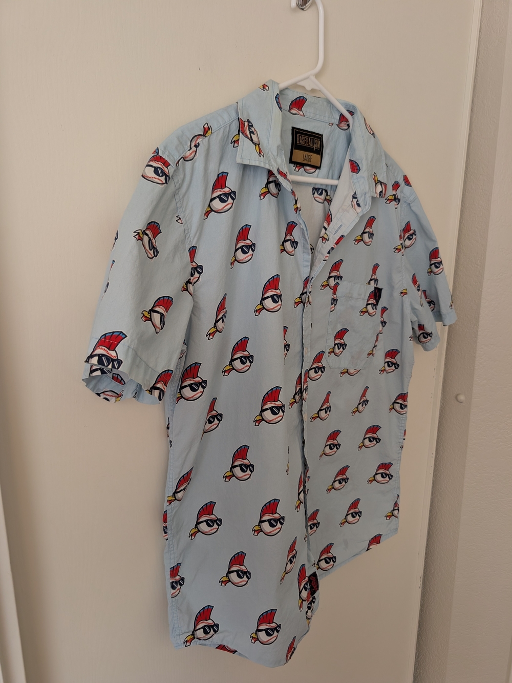 Baseballism Mens Large Blue Major League Wild Thing Button Down Shirt - Picture 4 of 8